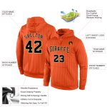Custom Team Name Number Hoodie Sports Pullover Sweatshirt - Personalized Black Orange Gold Pinstripe Design Personalized