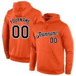 Custom Team Hoodie with Personalized Name & Number - Stitched Orange Black-White Sports Pullover Sweatshirt Personalized