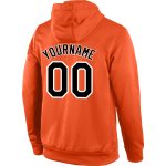 Custom Team Hoodie with Personalized Name & Number - Stitched Orange Black-White Sports Pullover Sweatshirt Personalized