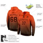 Custom Name Number Hoodie Sweatshirt for Sports - Personalized Stitched Orange Brown Fade Fashion Pullover Personalized Stitched