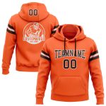Custom Team Hoodie with Personalized Name and Number, Orange Brown-White Stitched Football Pullover Sweatshirt Personalized