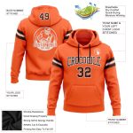 Custom Team Hoodie with Personalized Name and Number, Orange Brown-White Stitched Football Pullover Sweatshirt Personalized