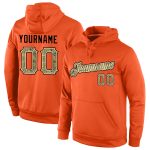 Custom Name Number Orange Camo Cream Sports Hoodie Pullover Sweatshirt - Personalized Team Apparel Personalized Stitched
