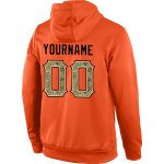 Custom Name Number Orange Camo Cream Sports Hoodie Pullover Sweatshirt - Personalized Team Apparel Personalized Stitched