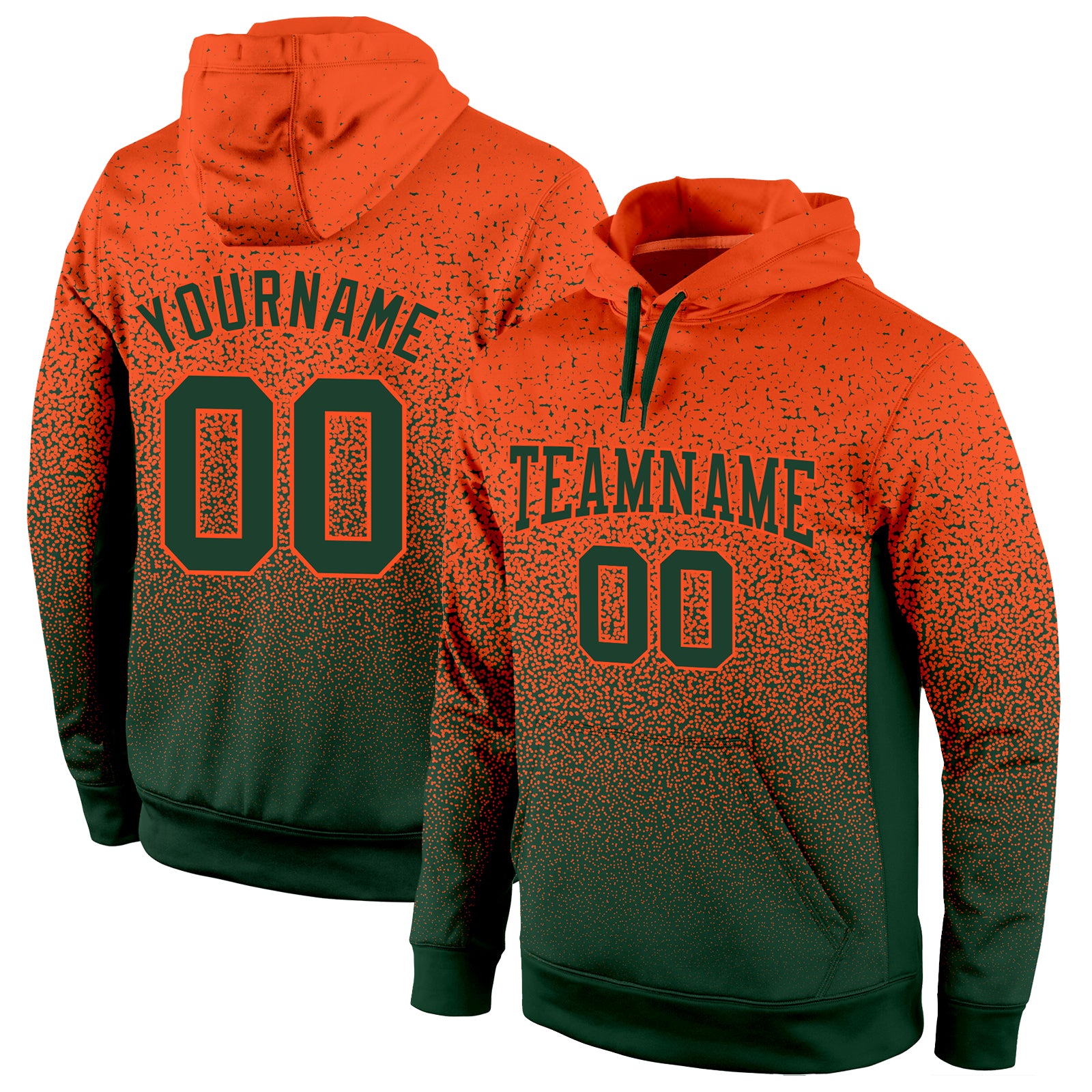 Custom Name Number Sports Hoodie Pullover Sweatshirt - Personalized Stitched Orange Green Fade Fashion Team Apparel Personalized