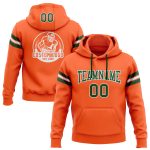 Custom Stitched Football Hoodie Personalized with Team Name & Number - Orange Green-White Pullover Sweatshirt Personalized