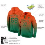 Custom Team Hoodie with Personalized Name and Number - Stitched Orange and Kelly Green Fade Pullover Sweatshirt Personalized