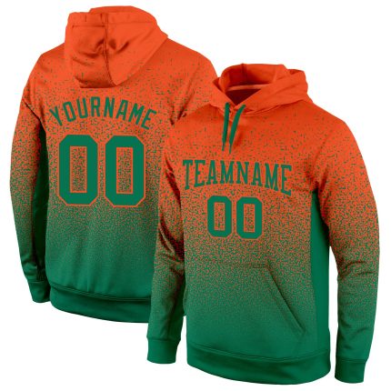 Custom Team Hoodie with Personalized Name and Number - Stitched Orange and Kelly Green Fade Pullover Sweatshirt Personalized