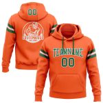Custom Name & Number Football Hoodie Sweatshirt - Personalized Stitched Orange & Kelly Green-White Pullover Personalized