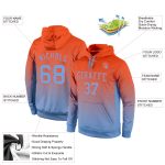 Custom Name Number Pullover Hoodie for Fashion Sports - Personalized Stitched Orange Light Blue Fade Sweatshirt Personalized