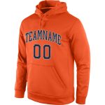 Custom Name and Number Sports Hoodie Sweatshirt Pullover - Stitched Orange Navy-Gray Team Apparel Personalized Stitched Orange