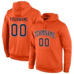 Custom Name and Number Sports Hoodie Sweatshirt Pullover - Stitched Orange Navy-Gray Team Apparel Personalized Stitched Orange