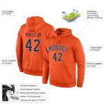 Custom Name and Number Sports Hoodie Sweatshirt Pullover - Stitched Orange Navy-Gray Team Apparel Personalized Stitched Orange