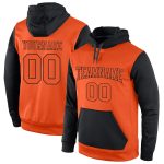 Personalized Orange-Black Sports Hoodie Sweatshirt Pullover for Men and Women Personalized Stitched Orange Orange-Black Sports