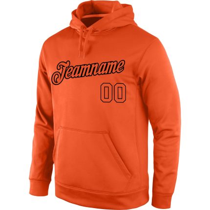 Custom Name & Number Orange-Black Sports Hoodie Sweatshirt Pullover for Team - Personalized Stitched Design Personalized
