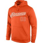 Custom Team Name & Number Orange Gray Sports Pullover Hoodie Sweatshirt - Personalized Stitched Design Personalized Stitched