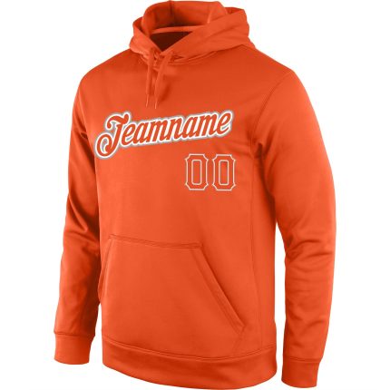 Custom Team Name & Number Orange Gray Sports Pullover Hoodie Sweatshirt - Personalized Stitched Design Personalized Stitched