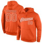 Custom Team Name & Number Orange Gray Sports Pullover Hoodie Sweatshirt - Personalized Stitched Design Personalized Stitched