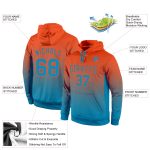 Custom Name and Number Sports Hoodie for Orange Panther Fans - Stitched Blue Fade Sweatshirt Pullover Personalized Stitched