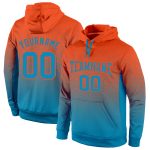 Custom Name and Number Sports Hoodie for Orange Panther Fans - Stitched Blue Fade Sweatshirt Pullover Personalized Stitched