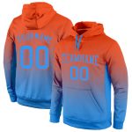 Custom Name Number Hoodie Pullover Sweatshirt for Sports - Personalized Stitched Orange Powder Blue Fade Fashion Personalized