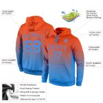 Custom Name Number Hoodie Pullover Sweatshirt for Sports - Personalized Stitched Orange Powder Blue Fade Fashion Personalized