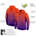 Custom Name Number Sports Hoodie Pullover Sweatshirt Orange Purple Fade Fashion Stitched Design Personalized Stitched Orange