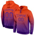 Custom Name Number Sports Hoodie Pullover Sweatshirt Orange Purple Fade Fashion Stitched Design Personalized Stitched Orange