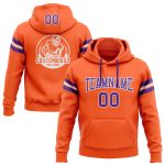 Custom Team Hoodie with Name and Number - Personalized Stitched Football Sweatshirt in Orange, Purple, and White Personalized