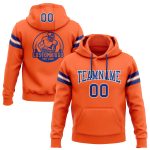 Custom Team Name and Number Orange Royal-White Hoodie Sweatshirt Pullover - Personalized Stitched Football Apparel Personalized