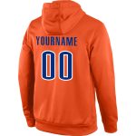 Custom Team Hoodie with Personalized Name & Number, Stitched Orange Royal-White Sports Pullover Sweatshirt Personalized Stitched