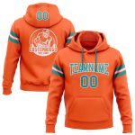 Custom Team Hoodie with Personalized Name and Number - Stitched Orange Teal-White Football Pullover Sweatshirt Personalized