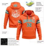 Custom Team Hoodie with Personalized Name and Number - Stitched Orange Teal-White Football Pullover Sweatshirt Personalized