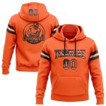 Customizable Vintage USA Flag Hoodie with Team Name & Number - Orange Football Pullover Sweatshirt Personalized Stitched