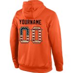 Custom Stitched Orange Vintage USA Flag Hoodie with Team Name & Number - Cream Sports Pullover Sweatshirt Personalized Stitched