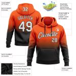 Custom Team Hoodie with Personalized Name and Number, Orange White-Black Fade Fashion Sports Pullover Sweatshirt Personalized
