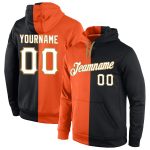 Custom Team Name Number Sports Hoodie Sweatshirt - Personalized Stitched Orange White-Black Pullover Personalized Stitched