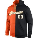 Custom Team Name Number Sports Hoodie Sweatshirt - Personalized Stitched Orange White-Black Pullover Personalized Stitched