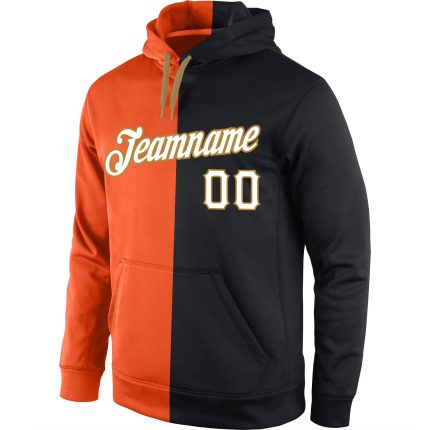 Custom Team Name Number Sports Hoodie Sweatshirt - Personalized Stitched Orange White-Black Pullover Personalized Stitched