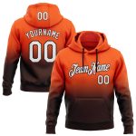 Custom Team Name Number Hoodie Sweatshirt - Personalized Stitched Orange White-Brown Fade Fashion Sports Pullover Personalized