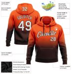 Custom Team Name Number Hoodie Sweatshirt - Personalized Stitched Orange White-Brown Fade Fashion Sports Pullover Personalized
