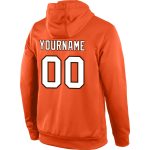 Custom Team Hoodie with Personalized Name and Number, Stitched Orange White-Brown Sports Pullover Sweatshirt Personalized