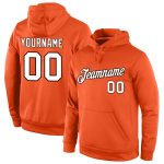 Custom Team Hoodie with Personalized Name and Number, Stitched Orange White-Brown Sports Pullover Sweatshirt Personalized