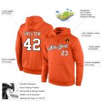Custom Team Hoodie with Personalized Name and Number, Stitched Orange White-Brown Sports Pullover Sweatshirt Personalized