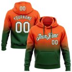 Custom Name Number Hoodie Sports Sweatshirt for Team - Personalized Stitched Orange White Green Fade Pullover Personalized