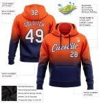 Custom Team Pullover Hoodie Sweatshirt with Stitched Name & Number, Orange White-Navy Fade Fashion Design Personalized Stitched