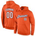 Custom Team Hoodie with Personalized Name & Number - Stitched Orange White-Navy Sports Pullover Sweatshirt Personalized Stitched