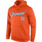 Custom Team Hoodie with Personalized Name & Number - Stitched Orange White-Navy Sports Pullover Sweatshirt Personalized Stitched