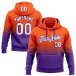 Custom Name Number Sports Hoodie Personalized Stitched Orange White Purple Fade Pullover Sweatshirt Personalized Stitched