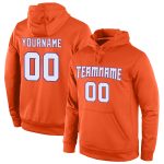 Custom Sports Hoodie with Personalized Name and Number in Orange White Purple - Stitched Pullover Sweatshirt Personalized